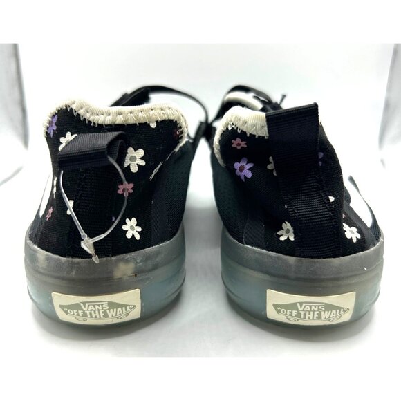 Vans Slip On Floral Strker Skate Sneakers Girls Size 3 Black White Translucent - Picture 7 of 11